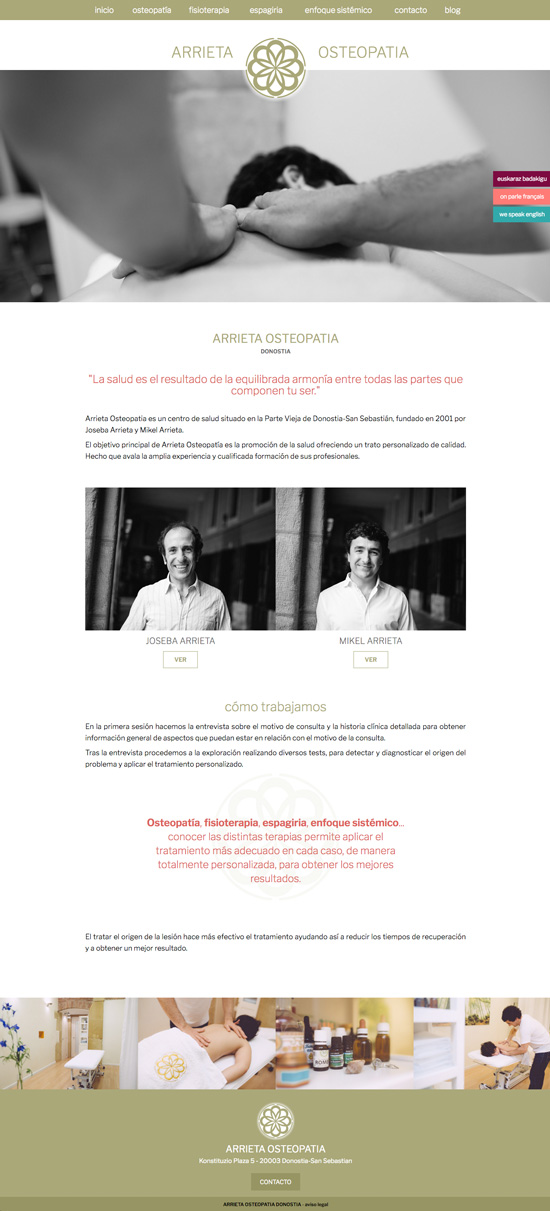 Diseño de la web de Arrieta en Donostia-San Sebastián