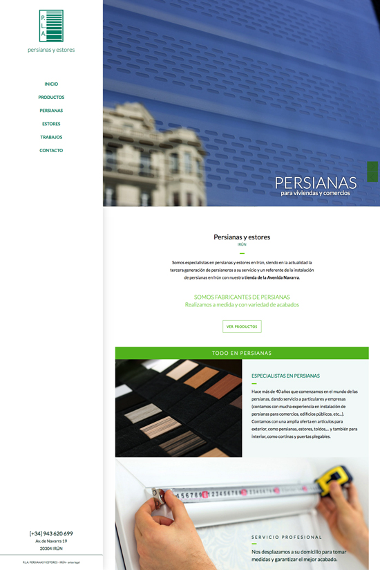 Diseño de la web de persianas en Irún, Gipuzkoa