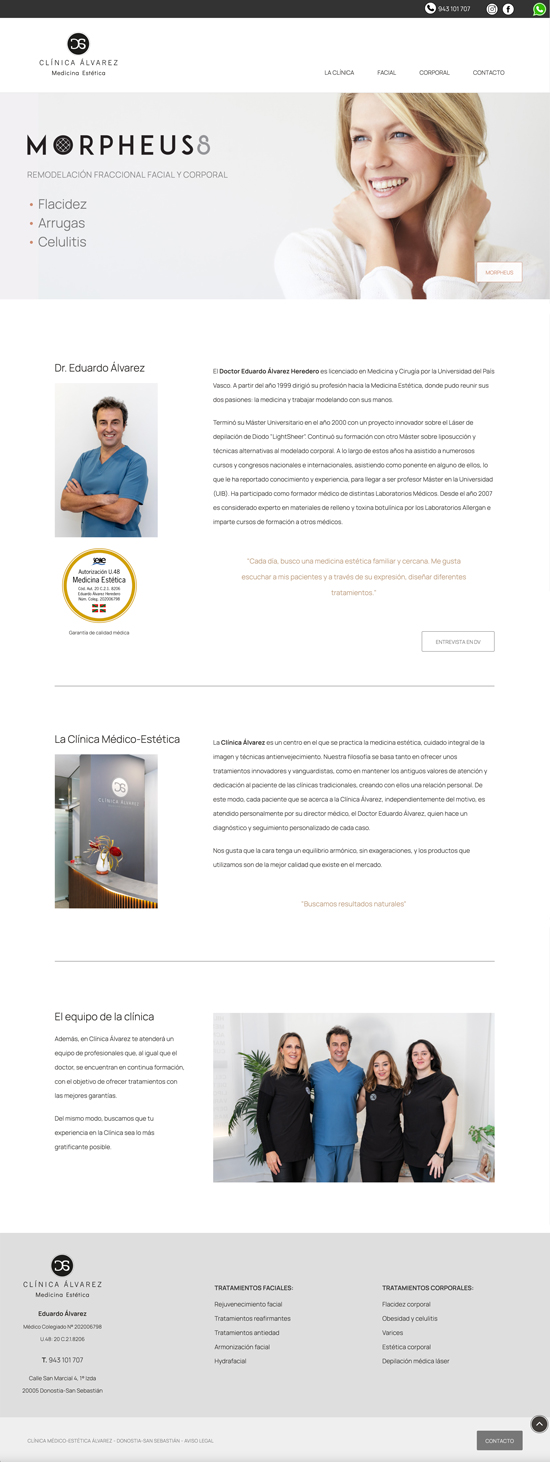 Diseño página web de clinica alvarez en Donostia-San Sebastián