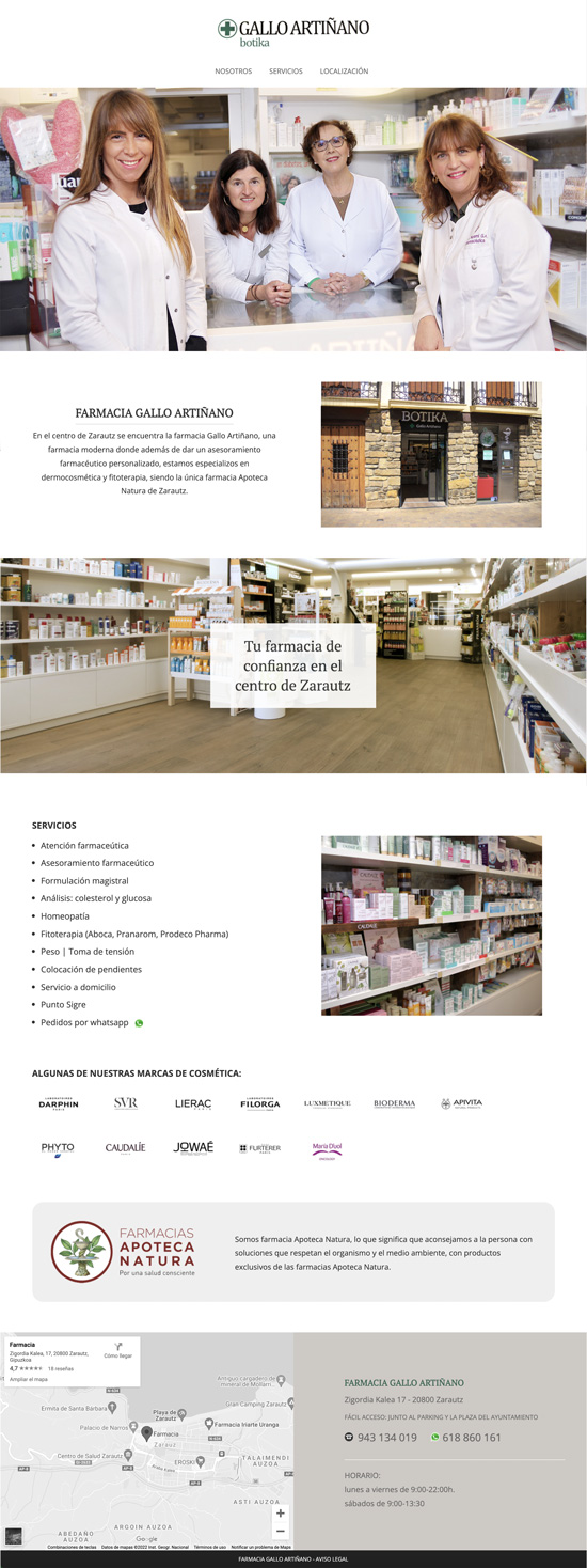 diseño página web básica para farmacias en Gipuzkoa