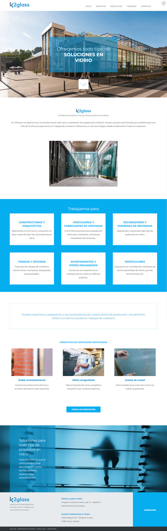Diseño de la web de k2glass en Donostia