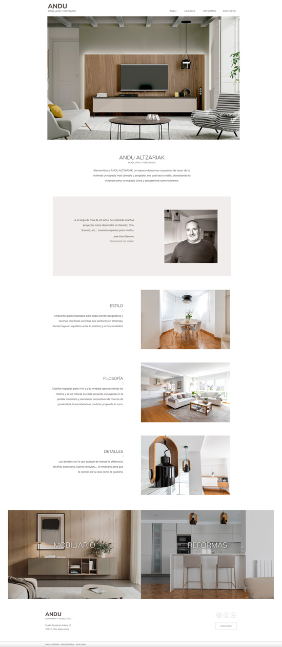 Diseño web en Gipuzkoa: Andu tienda de muebles en Orio-Zarautz