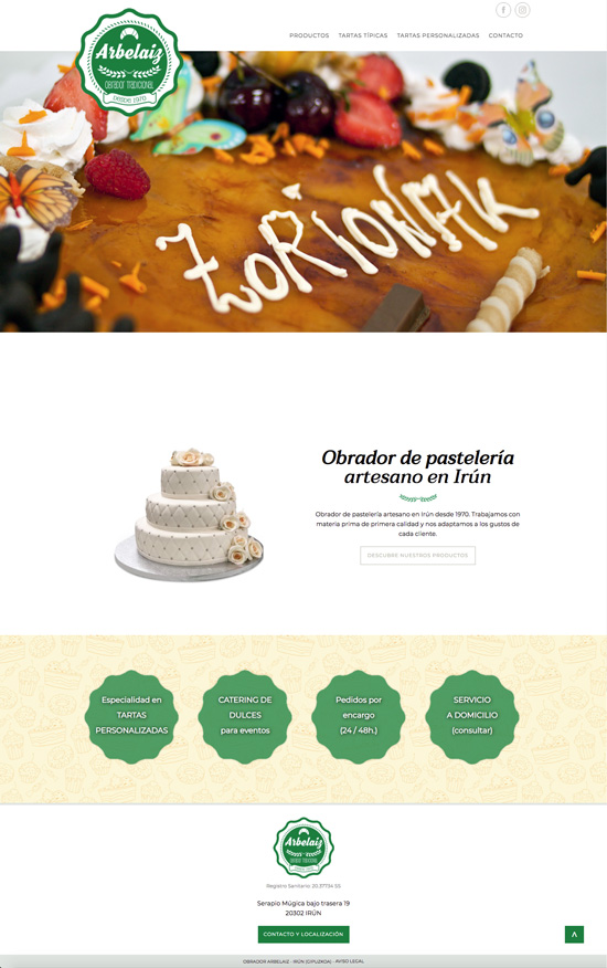 Diseño de la web de Arbelaiz en Irun, Gipuzkoa