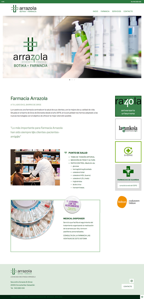 Diseño página web de farmacia en Donostia