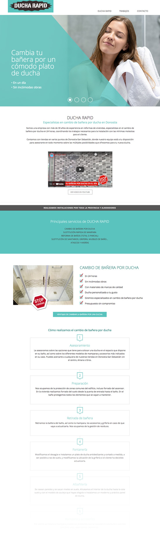 Diseño página web de duchas en Donostia