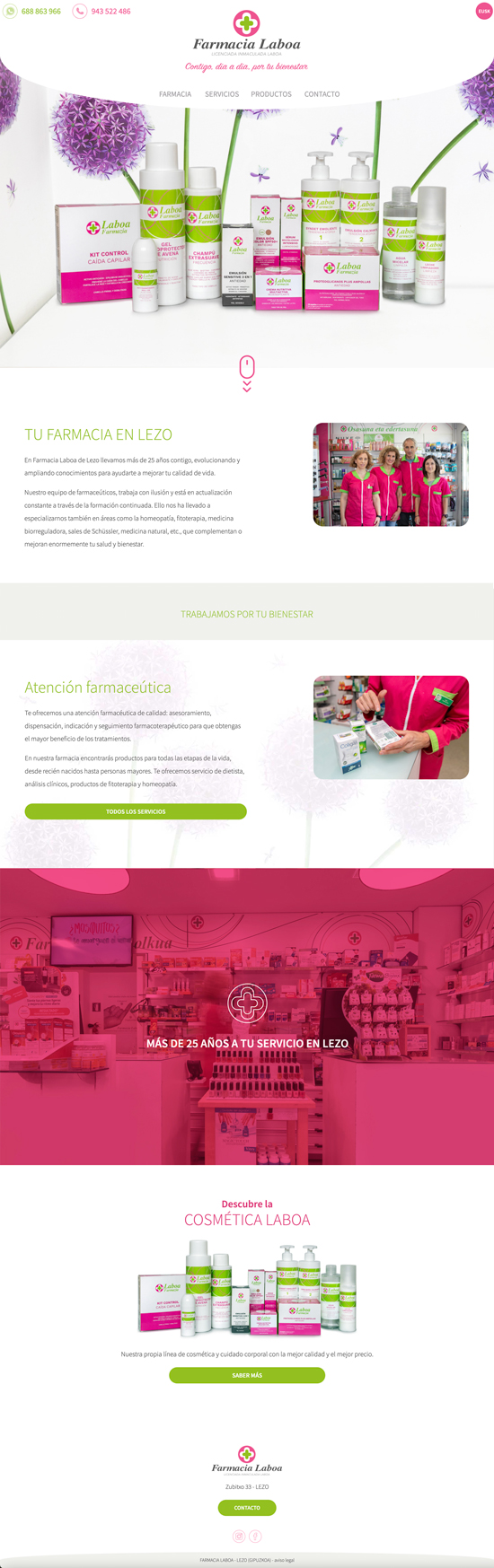 Diseño web de la farmacia laboa. webs en lezo, gipuzkoa