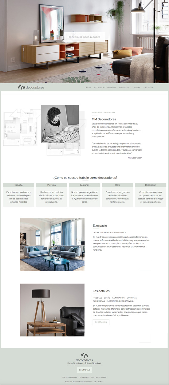 Diseño de la web de MM decoradores en Tolosa (Gipuzkoa)