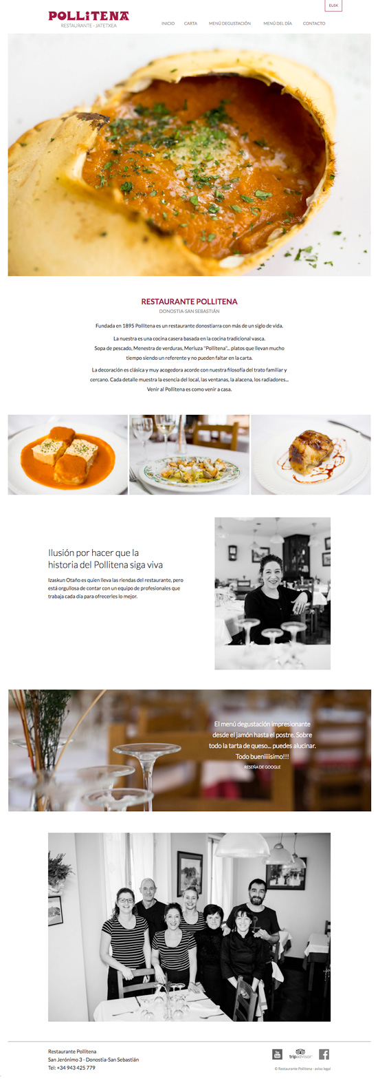 Rediseño de la página web de restaurante Pollitena en Donostia