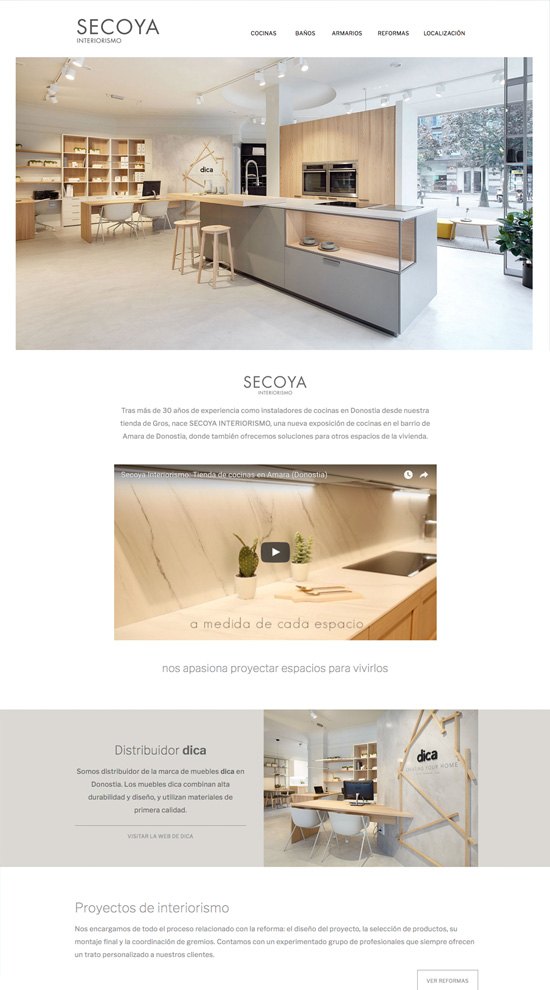 Diseño de la página web de la tienda Secoya en Donostia